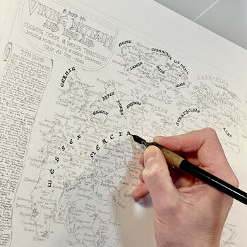 Viking Britain Map Hand Drawn Fine Art Print, 8 of 12