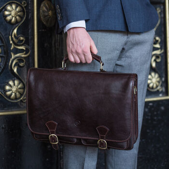 Mens Full Grain Leather Business Satchel. 'The Jesolo', 9 of 12