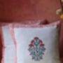 Pink Bloom Block Printed Cushion Cover Set Of Two, thumbnail 2 of 2