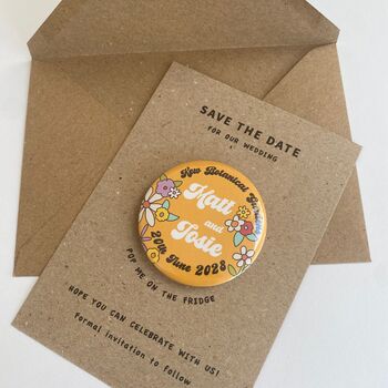 Retro Floral Save The Date Magnet, 5 of 7