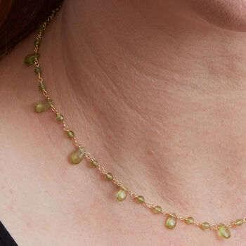 Green Peridot Beaded Gemstone Short Collar Necklace, 2 of 11