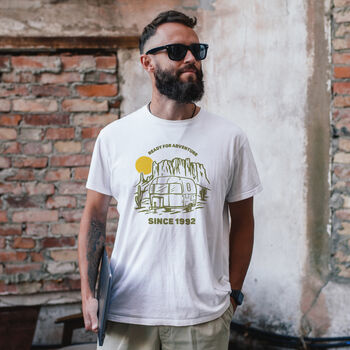Personalised Caravan Adventure Travel T Shirt For Men, 2 of 2