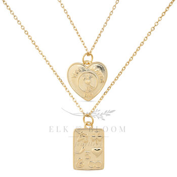 Chunky 14 K Gold Plated Silver Heart Love Necklace Set, 2 of 8