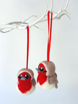 Needle Felted Robin Christmas Decoration, 2 of 8