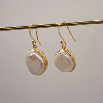 Gold Plated Sterling Silver Pearl Earrings, 7 of 8