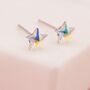 Aurora Ab Cz Star Stud Earrings In Sterling Silver, thumbnail 1 of 8