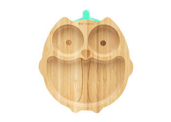 Bamboo Owl Plate With Suction Green, 2 of 4