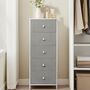 Slim Five Drawer Fabric Dresser For Bedroom Storage, thumbnail 1 of 6