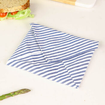 Set Of Three Striped Cotton Re Usable Work Lunch Bags, 5 of 11