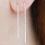 Rose Gold Plated Silver Short Chain Threader Earrings, thumbnail 5 of 7