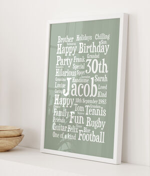 Personalised 30th Birthday Word Art Gift, 3 of 4