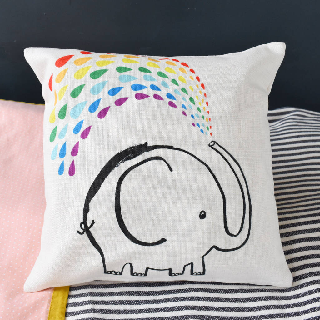 Rainbow Elephant Children's Cushion, 1 of 2