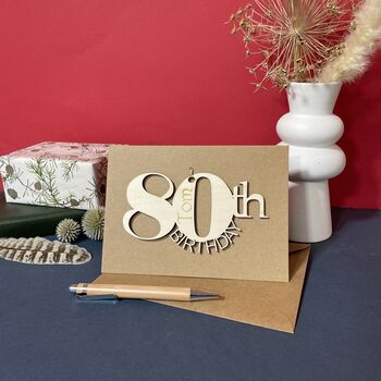 Personalised Wooden 80th Birthday Card, 8 of 10