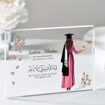 Personalised Muslim Graduation Gift With Pink Flowers, 3 of 9