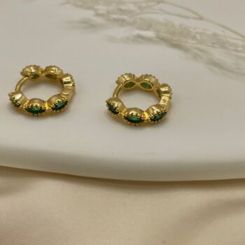 Emerald Earrings, Hoop Gift Set, Gold Hoops, 4 of 5
