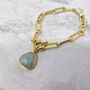 18k Gold Plated Aquamarine Paperclip Chain Bracelet, thumbnail 1 of 2