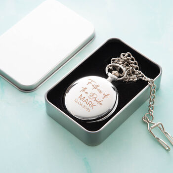 Personalised Black Script Wedding Fob Pocket Watch And Gift Box, 3 of 8