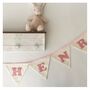 Pink Bunting, New Baby Nursery Gift, Cream And Pink Personalised Bedroom Wall Banner, thumbnail 4 of 7