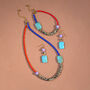 Terrazzo Coral And Blue Bead Necklace, thumbnail 4 of 5