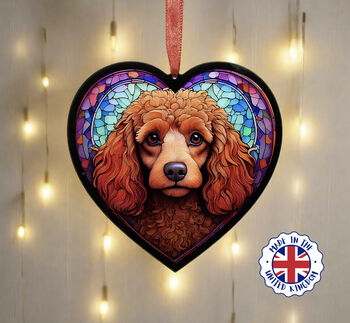 Poodle Stained Glass Effect Heart Suncatcher, 7 of 7