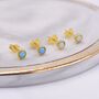Sterling Silver Tiny Opal Stud Earrings, thumbnail 7 of 12