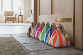 Hand Painted Linen Sustainable Doorstop In Stripe Print, 2 of 12