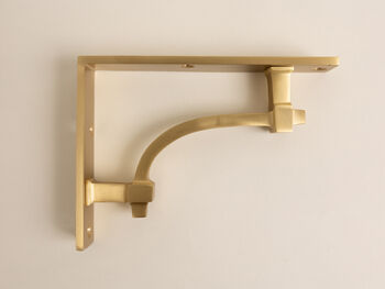 Satin Brass Industrial Style Solid Brass Shelf Brackets, 7 of 8