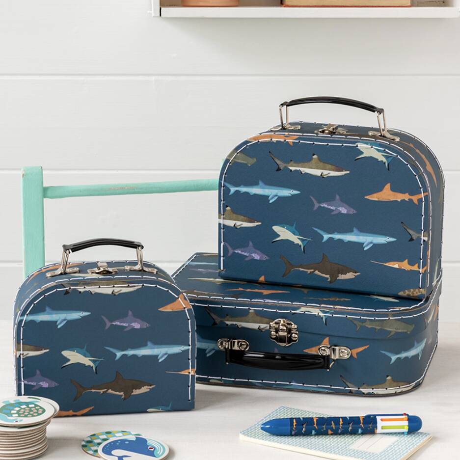 Personalised Set Of Three Shark Design Suitcases, 1 of 4