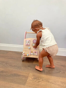 Personalised Wooden Pastel Pink Activity Walker Toy, 10 of 10