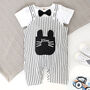 Personalised Stripy Cat Face Unisex Baby Dungarees, thumbnail 2 of 5