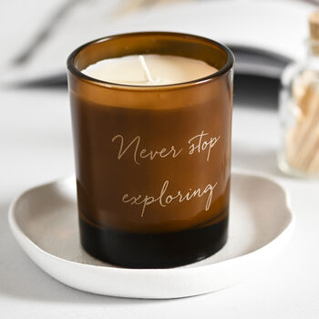 Never Stop Exploring Amber Glass Candle, 3 of 3