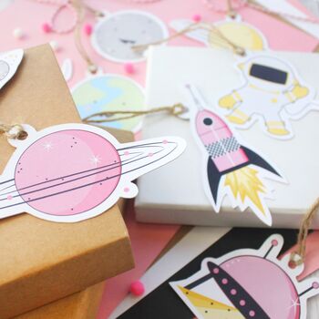 Illustrated Spaced Out Gift Tags, Large, 6 of 10