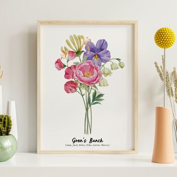 Personalised Birth Flower Mum's Bunch Print, 5 of 10