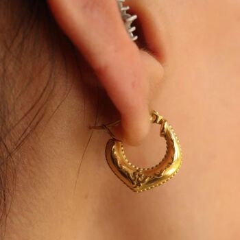 Filigree Boho Small Gold Hoops, 2 of 7