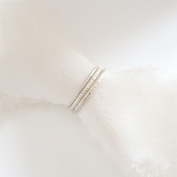 Silver Handmade Bark Textured Stacking Ring, 2 of 2