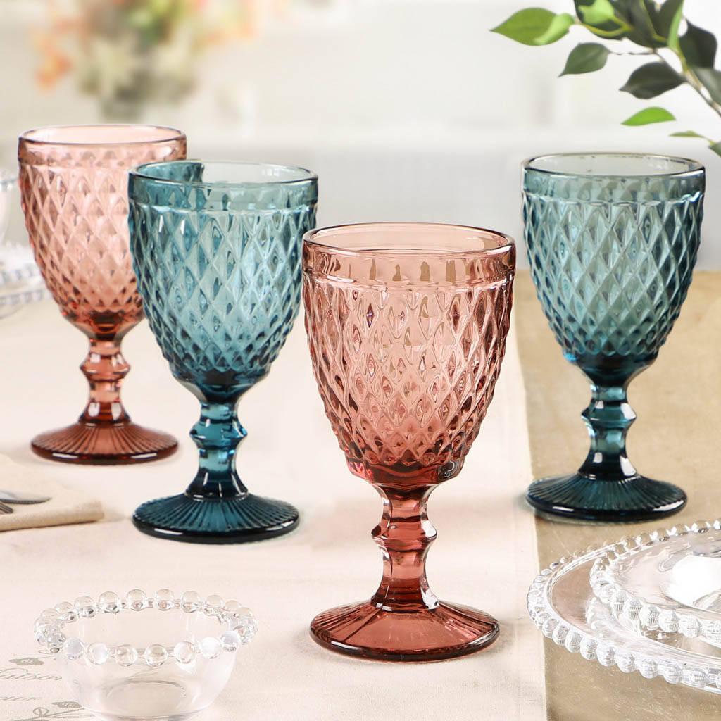 Set Of Four Diamond Glass Goblets By Dibor | notonthehighstreet.com