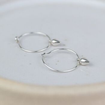 Sterling Silver Teardrop Charm Hoops, 2 of 4