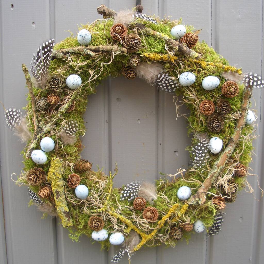 Feather Egg And Twig Wreath Wall Door Home Decoration, 1 of 2