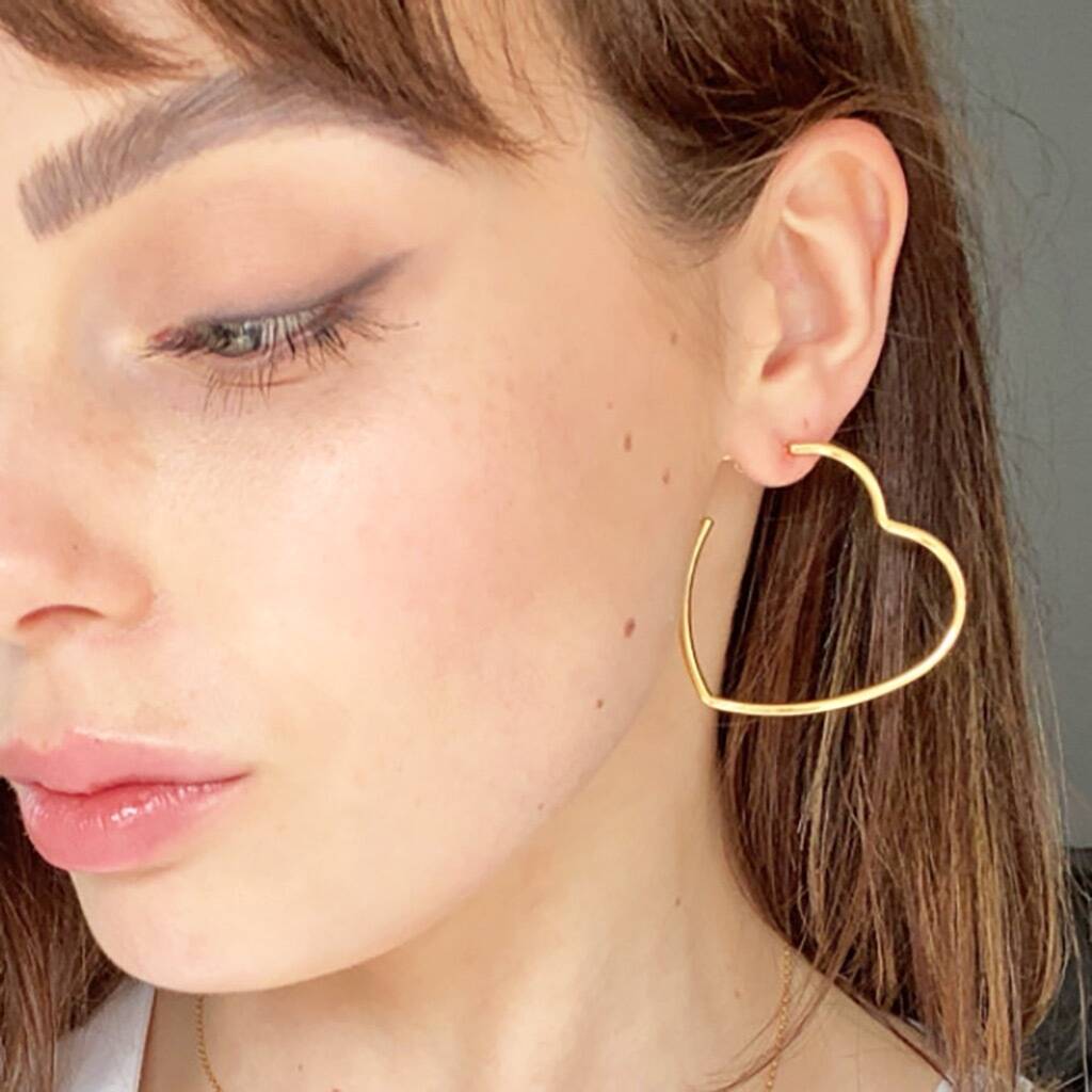 Large gold heart 2024 hoop earrings