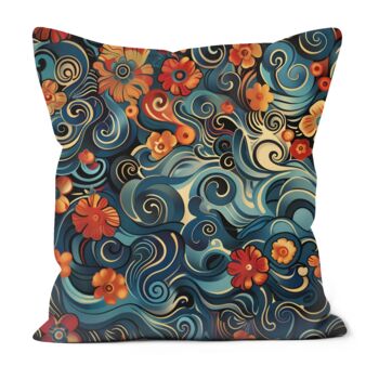 Floral Whirls Hand Made Poly Linen Cushions, 2 of 10