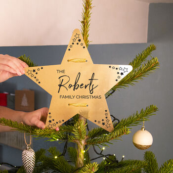 Personalised 'Family Christmas' Gold Star Tree Topper, 3 of 5
