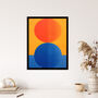 Tangerine And Cobalt Blue Orbs Abstract Wall Art Print, thumbnail 4 of 6