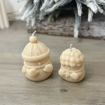 Pair Of Christmas Snowman Candles And Christmas Decorations, 8 of 10