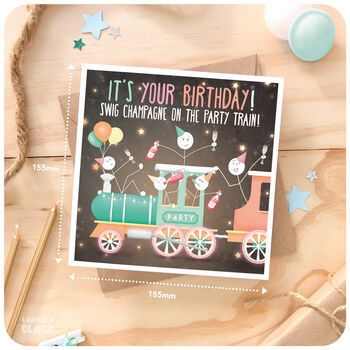 Party Train Funny Birthday Greeting Card For Him Her, 3 of 6