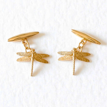 Dragonfly Cufflinks – Silver/Gold Vermeil Plated, 2 of 6