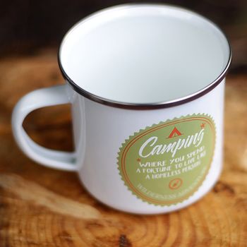 Where You Spend A Fortune Enamel Camping Mug, 3 of 5