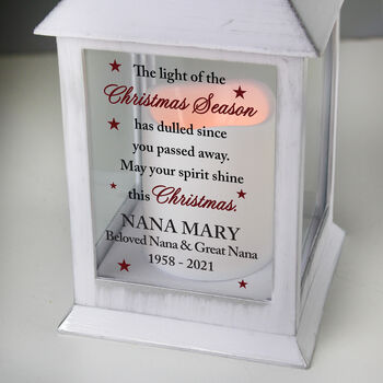 Personalised Christmas Memorial White Lantern, 3 of 5