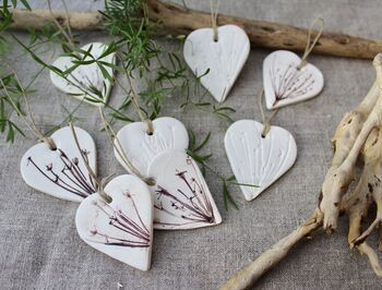 Botanical Impressed Ceramic Hearts, 5 of 7