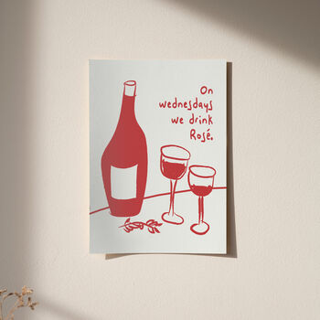 On Wednesdays We Drink Rosé Illustrated Wine Print, 5 of 6
