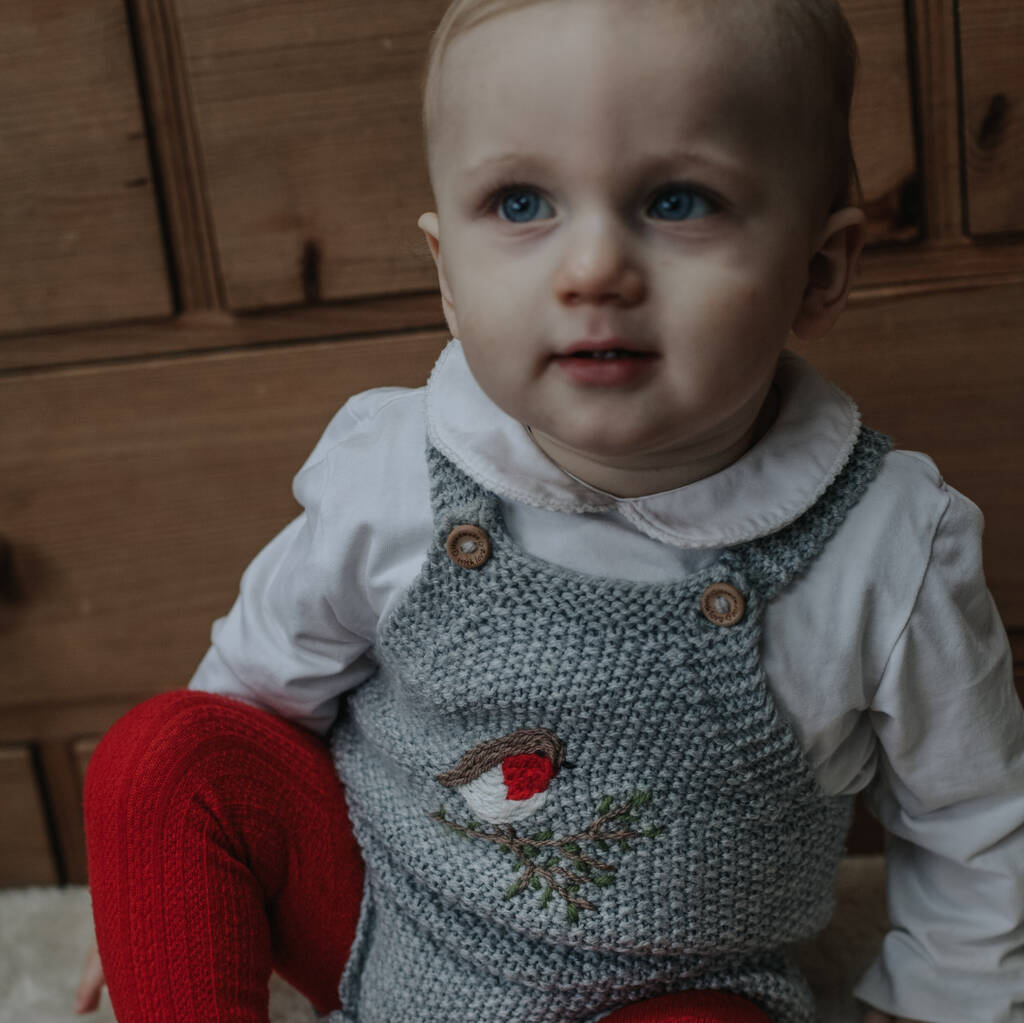Hand Embroidered Baby Christmas Romper 
